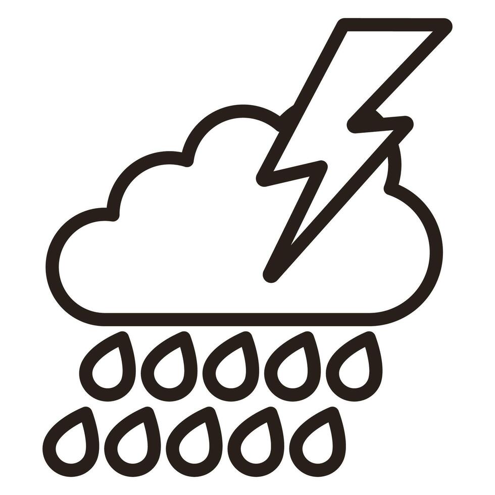 thundercloud. Black outline. illustration isolated on white background vector