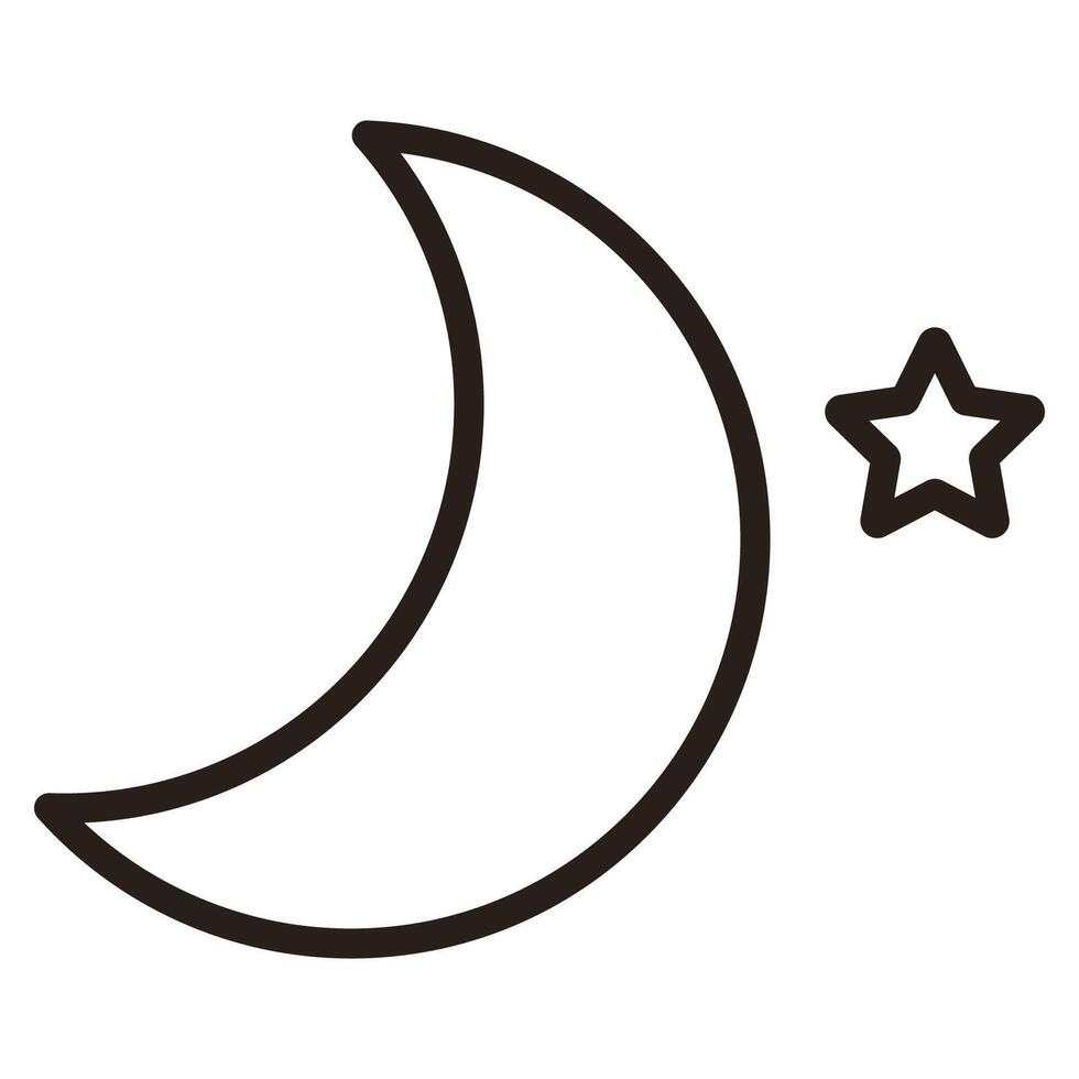 crescent moon icon. Black outline. illustration isolated on white background vector
