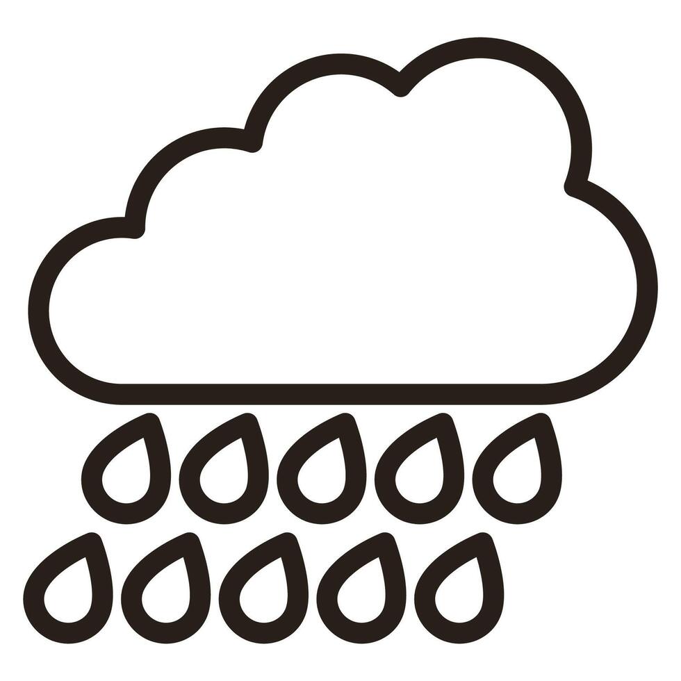 clouds and rain. Black outline. illustration isolated on white background vector
