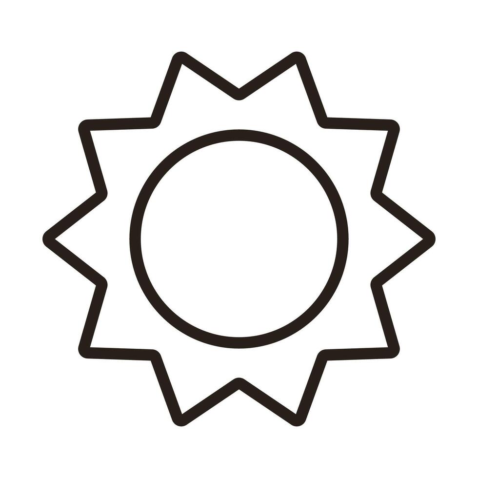 sun icon. Black outline. illustration isolated on white background vector