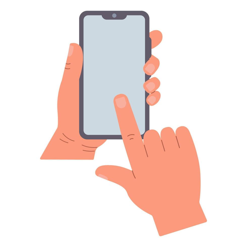 Hands and smartphone. Contactless payment. illustration in flat style. vector