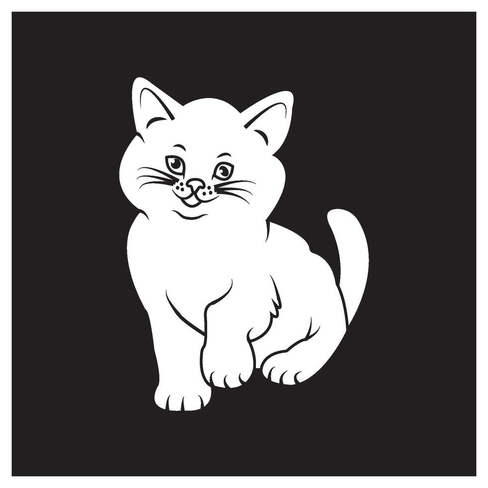cat logo on black background vector