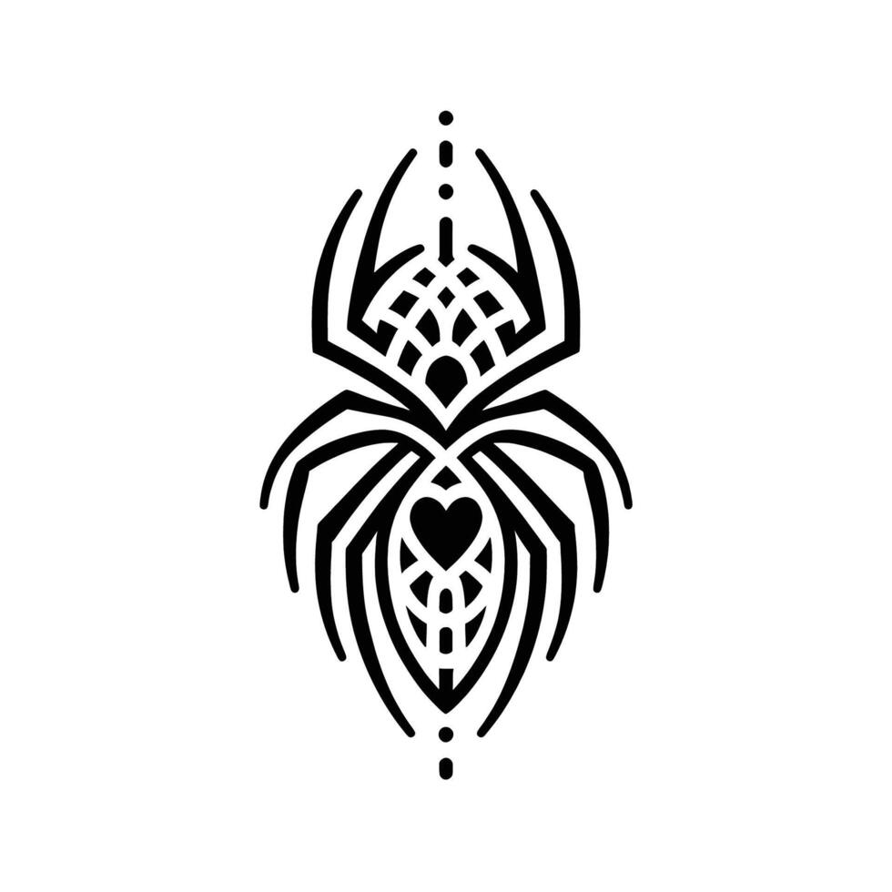 A black and white tattoo design with a spider vector