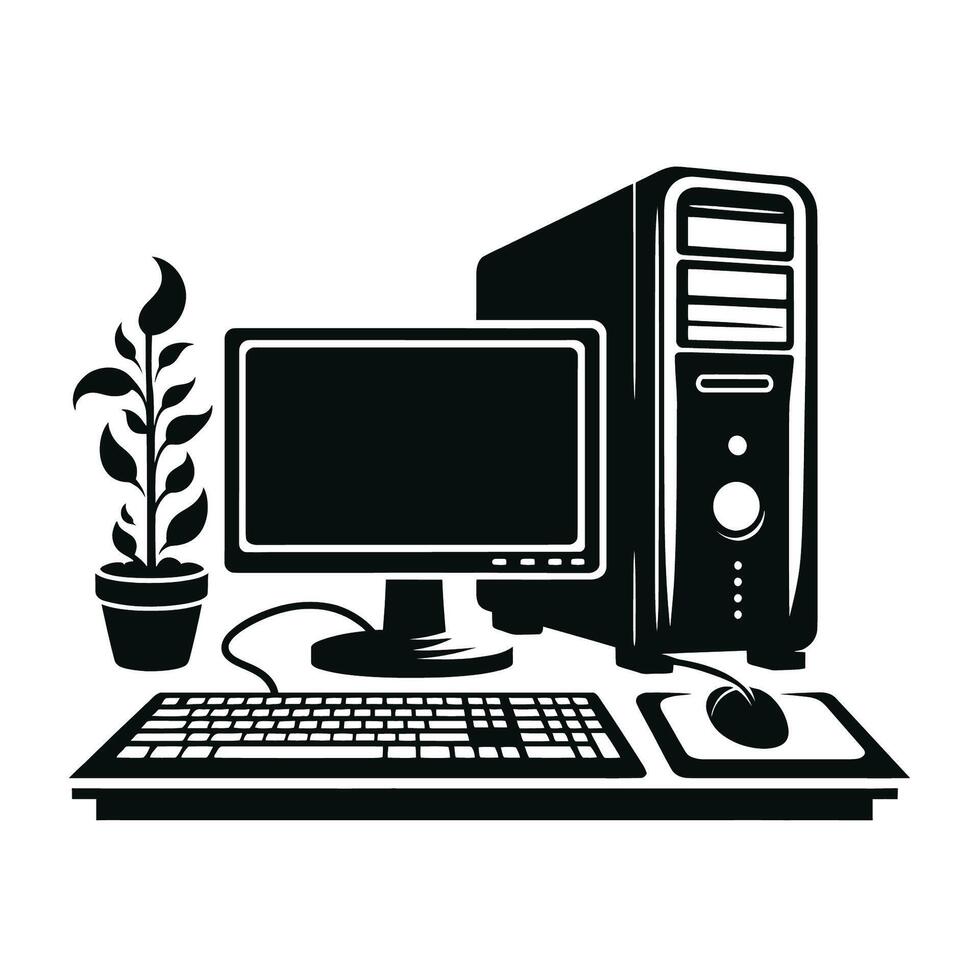 Computer and monitor icon illustration vector