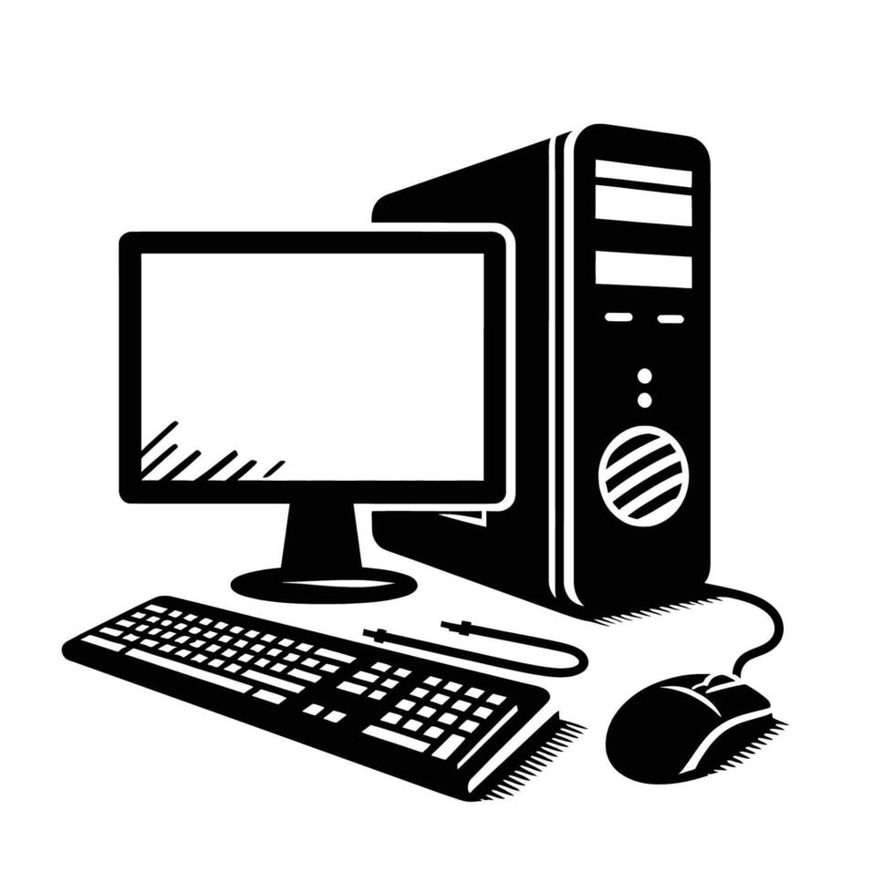 Computer and keyboard icon vector