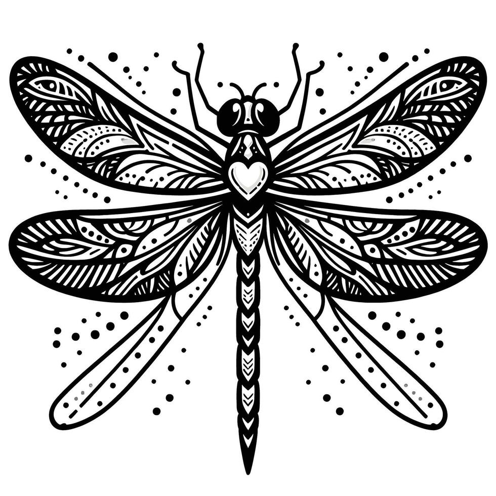 Dragonfly tattoo design with ornate patterns vector