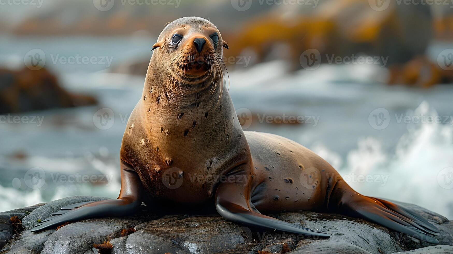 Closeup Photo of a Sea Lion Resting on Rocks