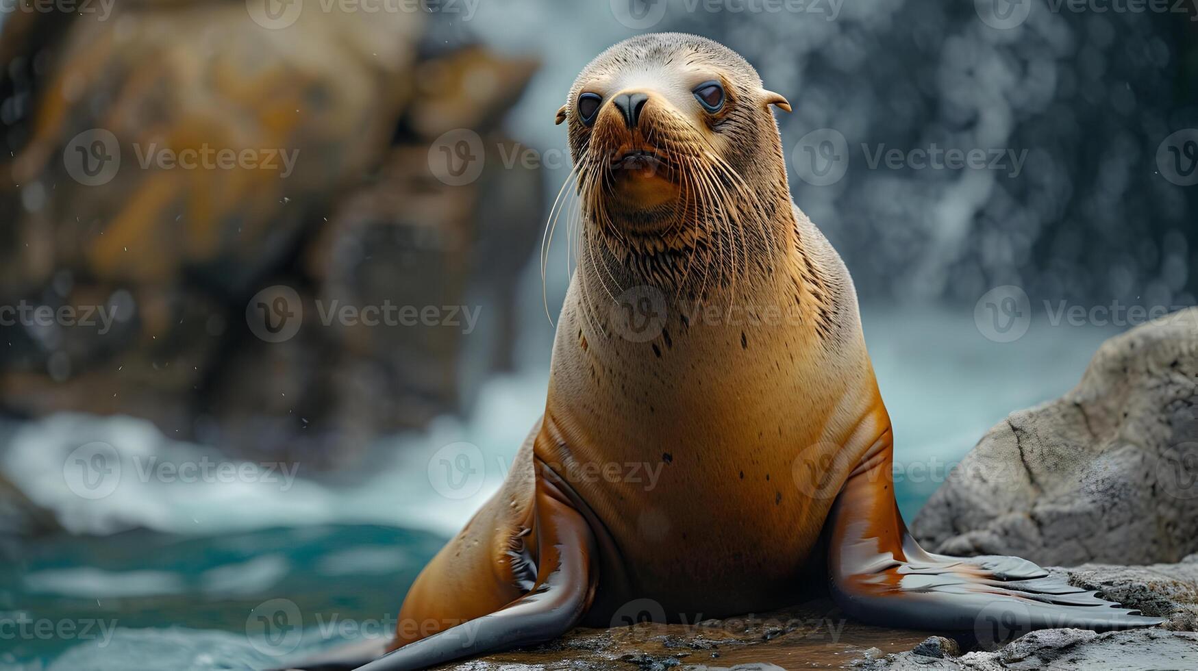 Close-Up Photo of a Seal Resting on a Rock Near the Water