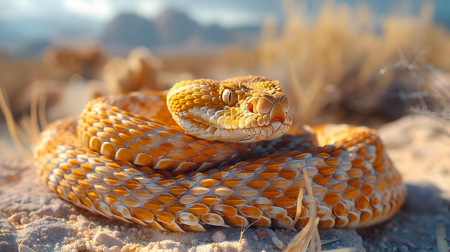 Closeup of a Yellow Snake in the Desert - Realistic Image photo