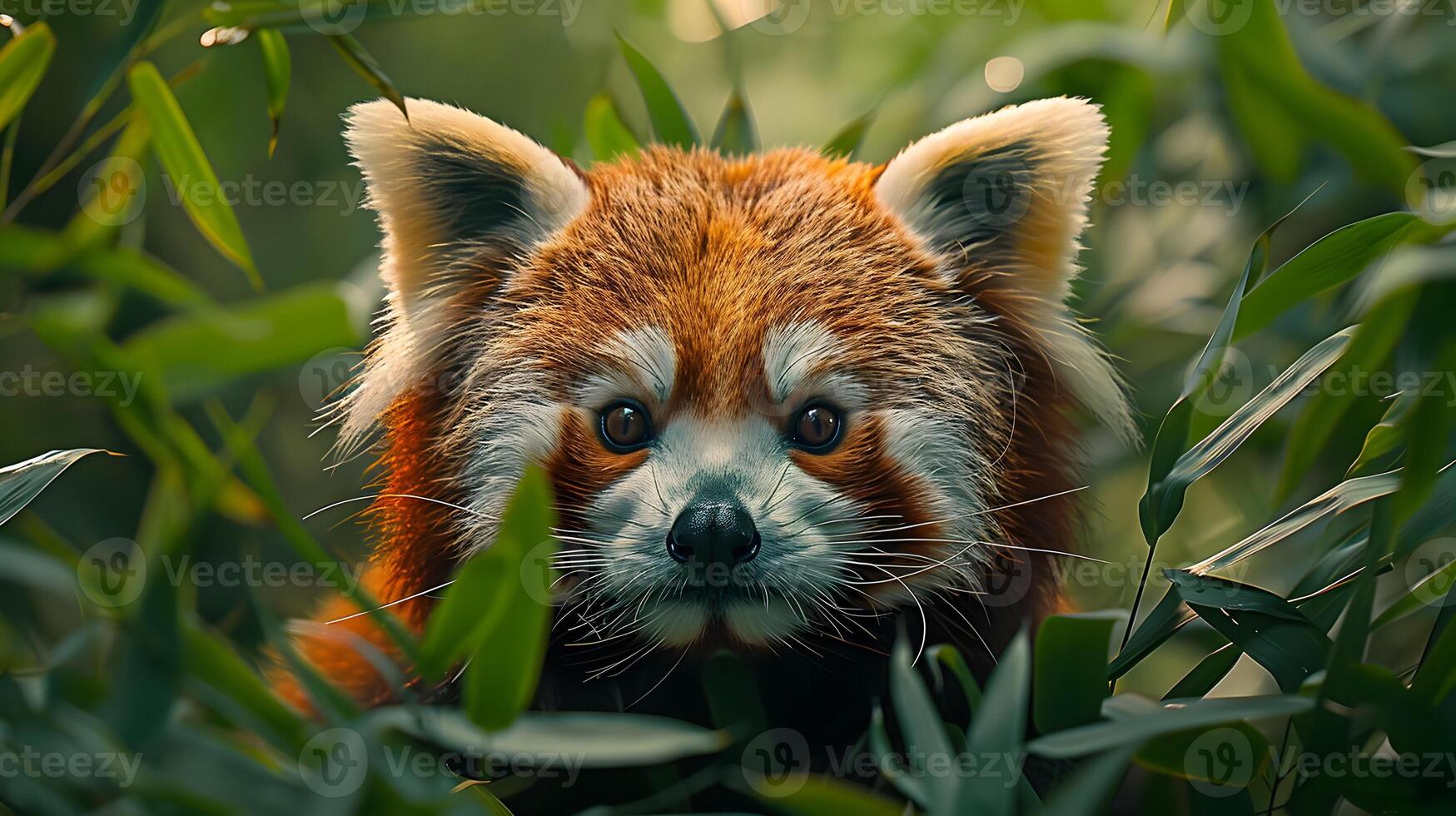 Red Panda in the Foliage - Realistic Animal Illustration photo
