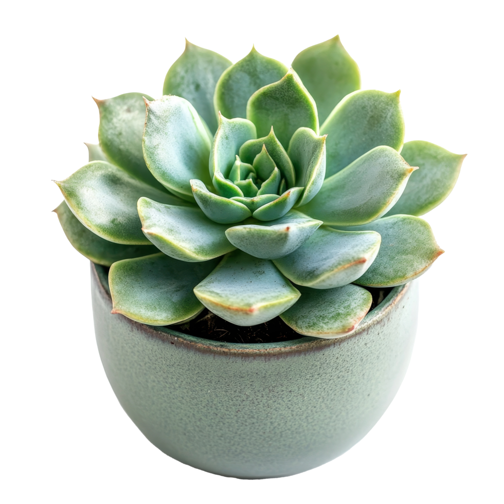 A lush succulent plant sits in an elegant vase, adding a touch of greenery against the pristine backdrop, Close up of succulent plant in vase on transparent background png