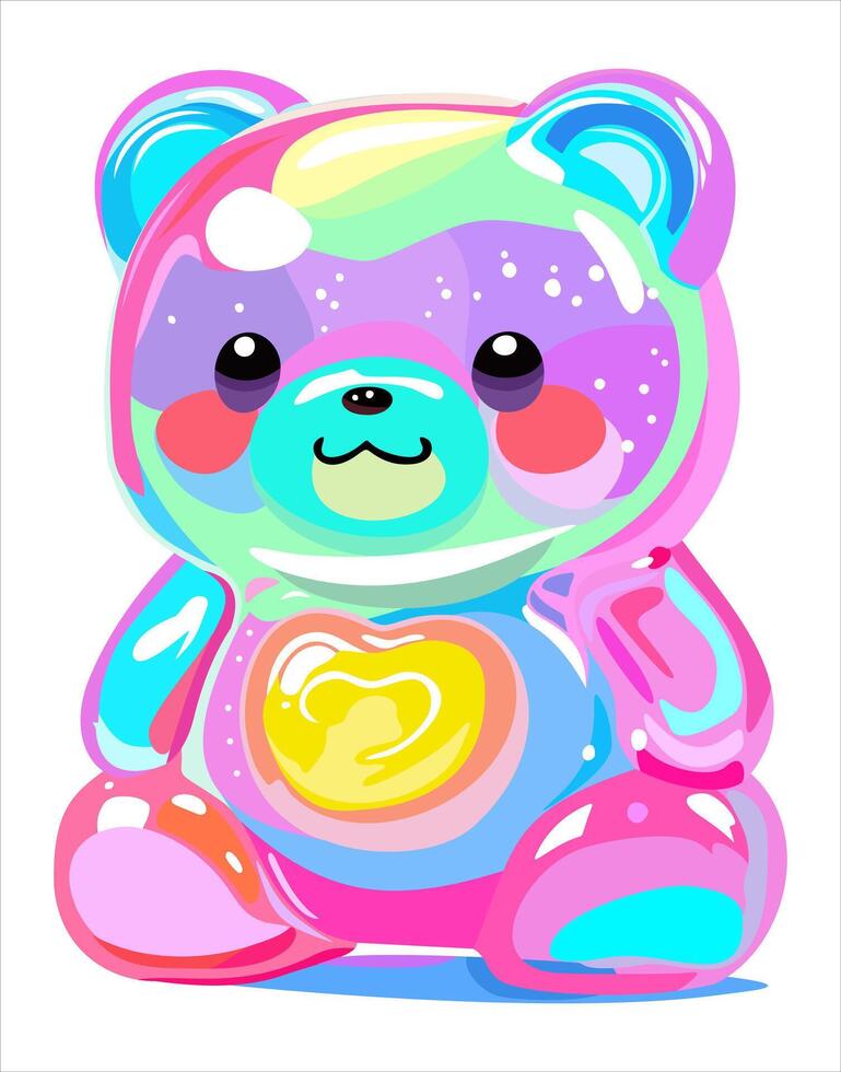 Colorful gummy bear. Jelly bear fruit gummy. isolated illustration vector