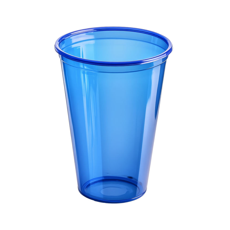A clear view of a blue transparent plastic cup on a surface, perfect for parties or casual gatherings, Empty ceramic bowl isolated on transparnt png