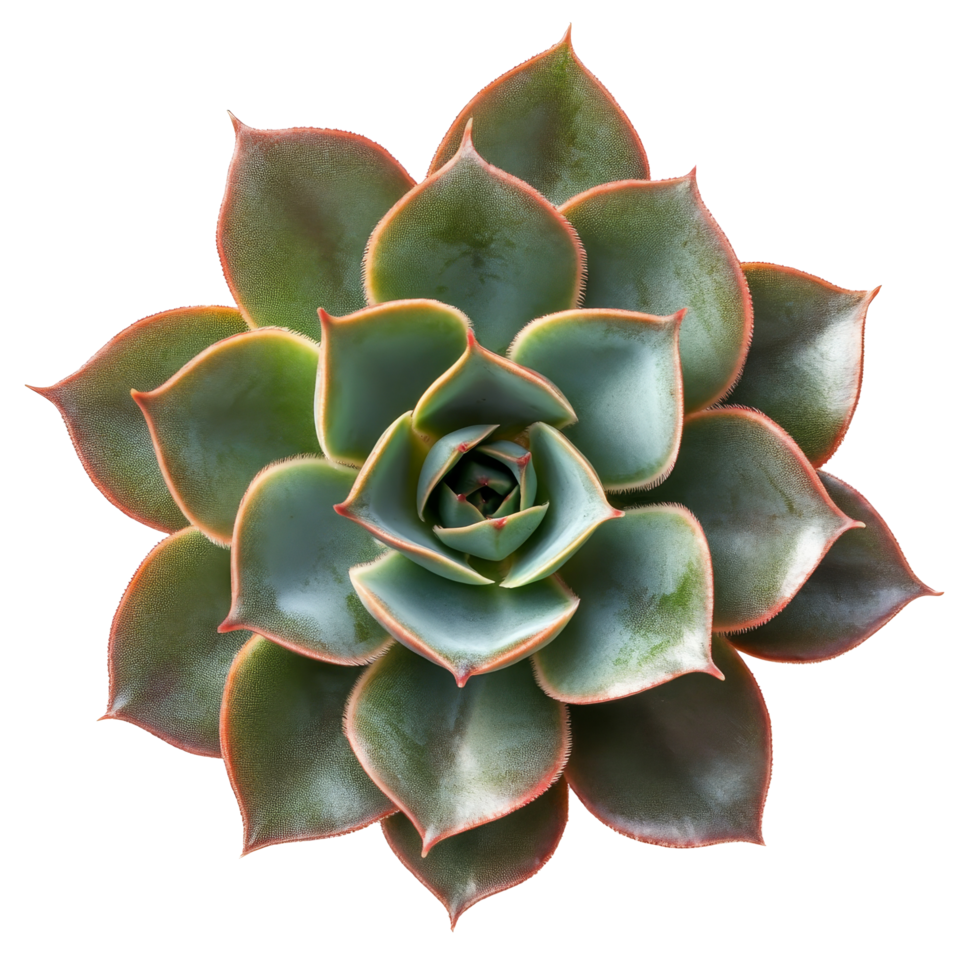 This succulent plant features lush green foliage and striking reddish edges, beautifully isolated against , Close up of succulent plant on transparent background png