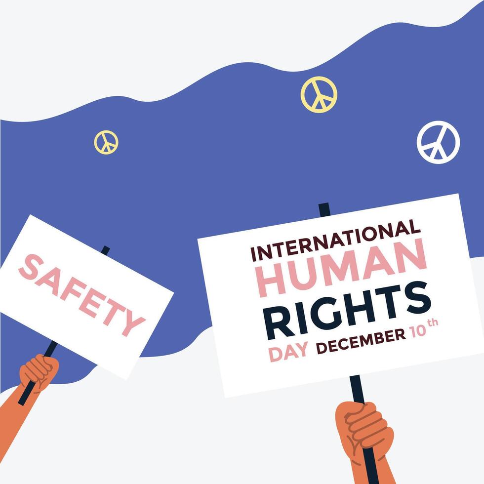 International human rights day with stand card board of safety vector
