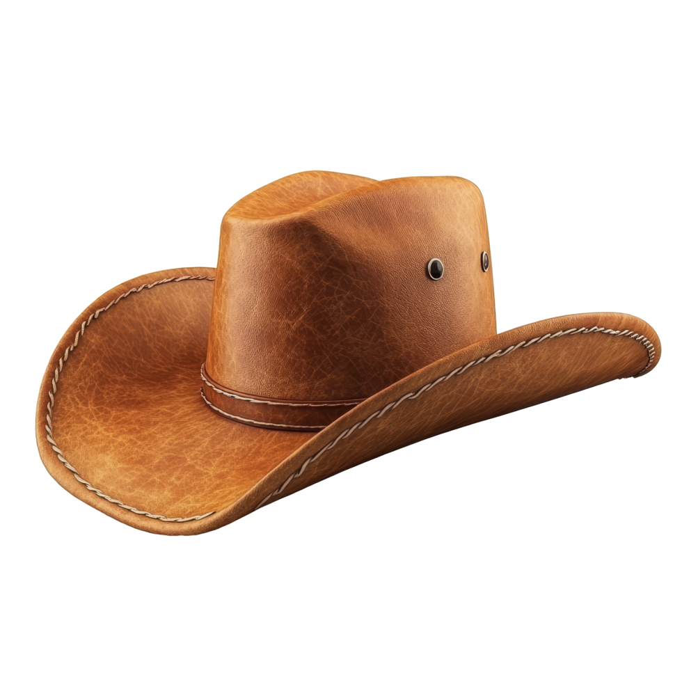 This rustic cowboy hat features soft leather and a wide brim, ideal for any outdoor adventure, cowboy hat on transparent background png