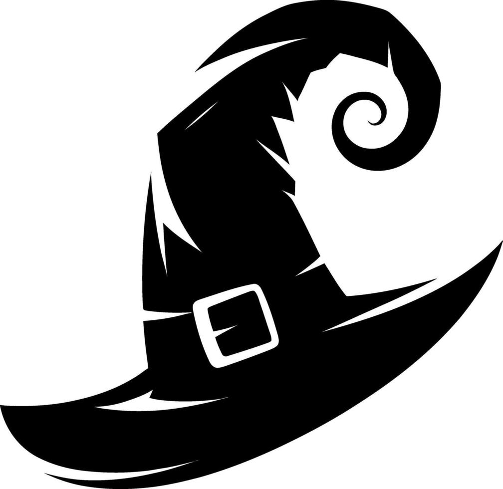 A black and white witch hat with a large hat vector