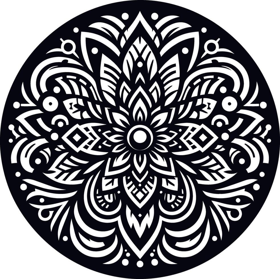 A circular design with a black and white pattern vector