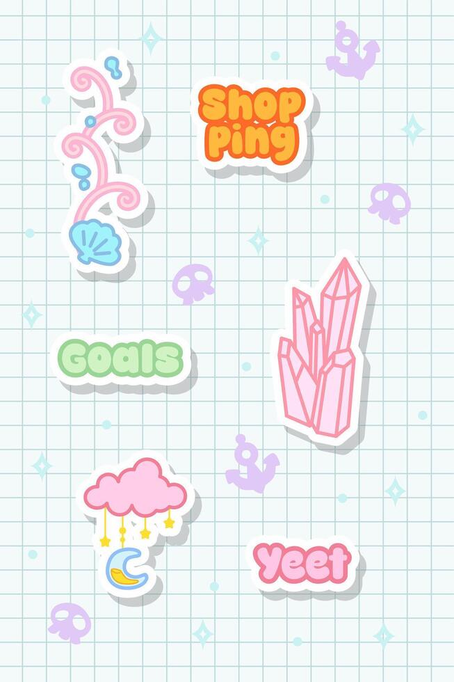 hand drawn sticker collection for journal element vector