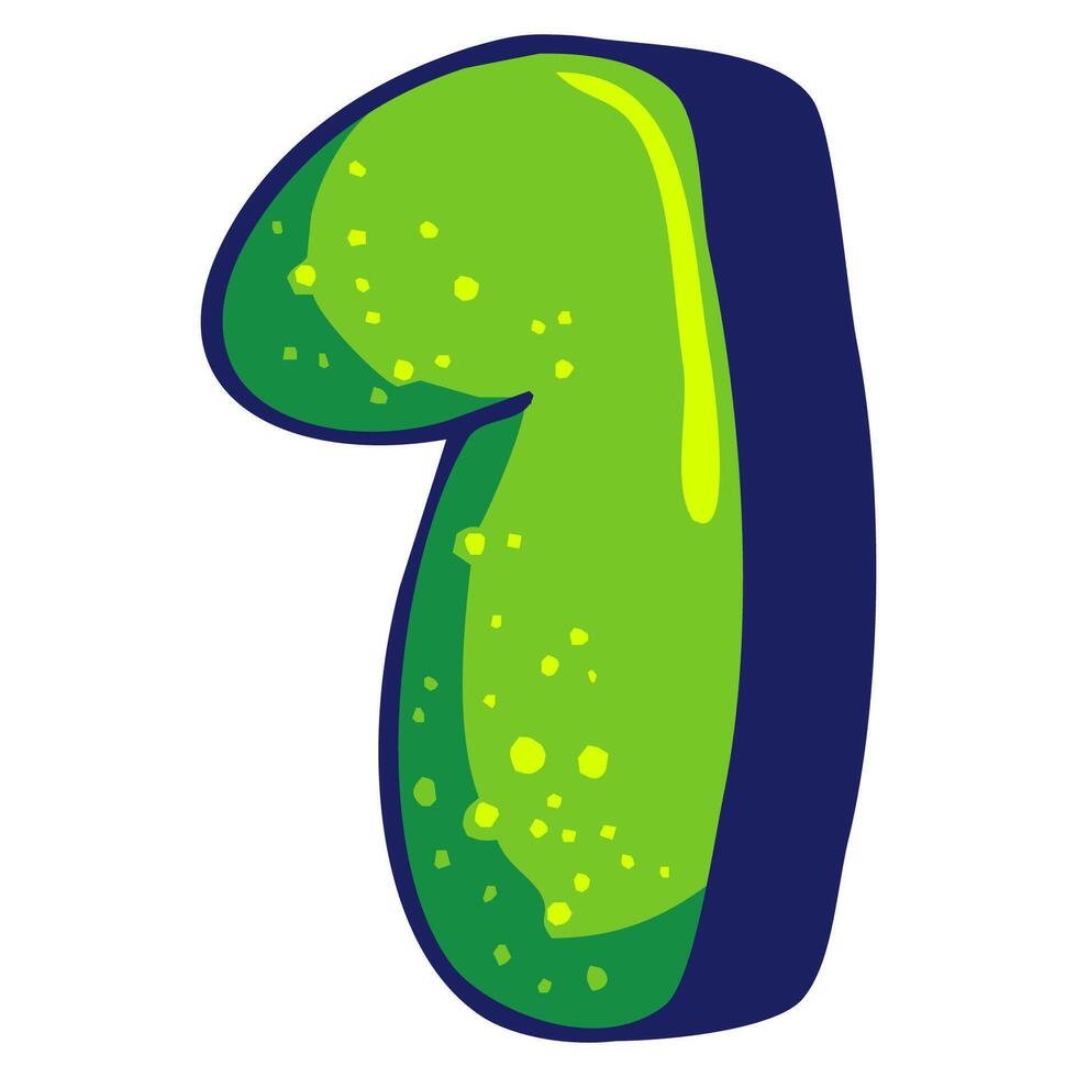 Bubble graffiti font style Number 1 vector