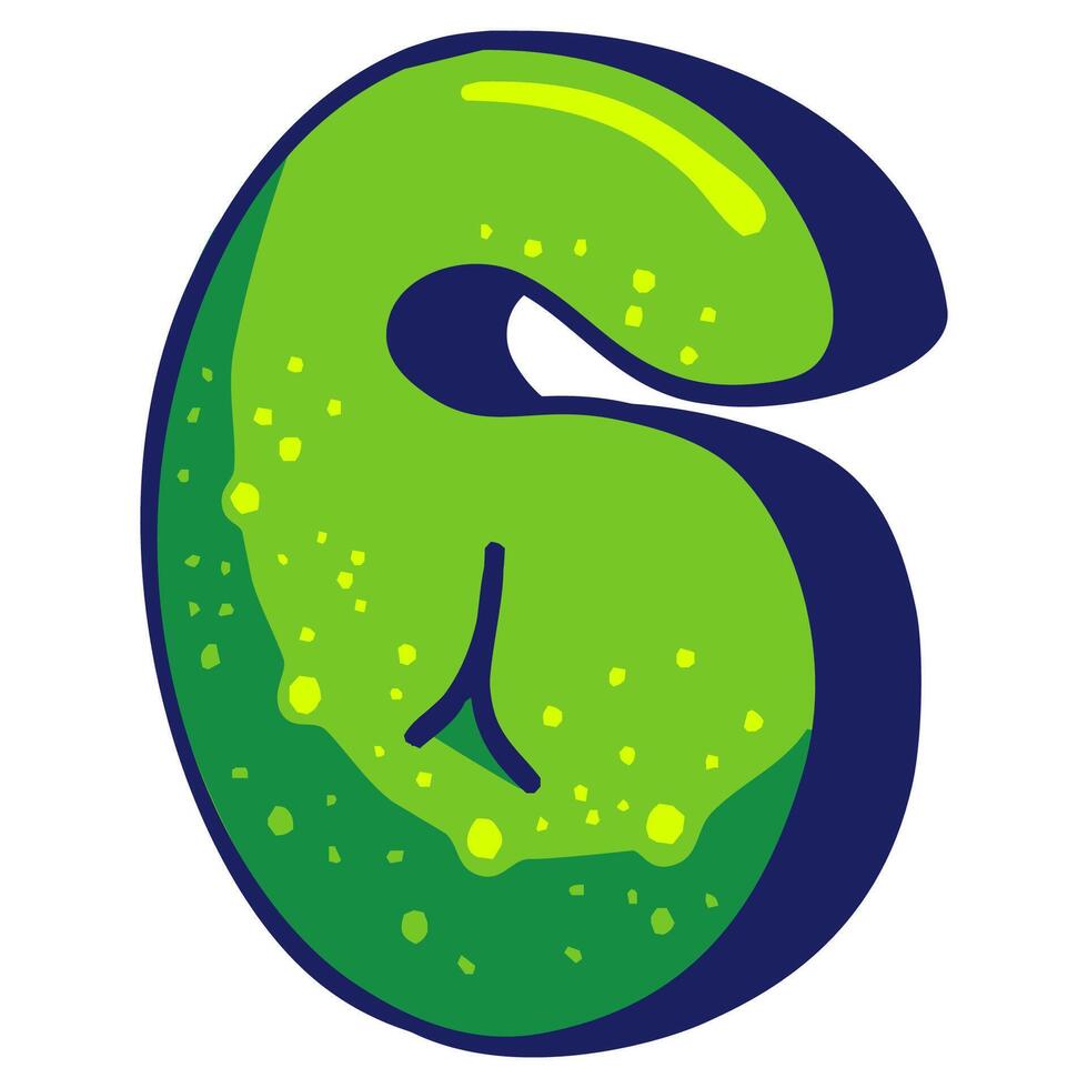 Bubble graffiti font style Number 6 vector
