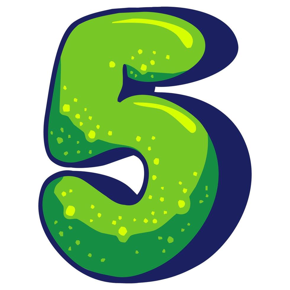 Bubble graffiti font style Number 5 vector