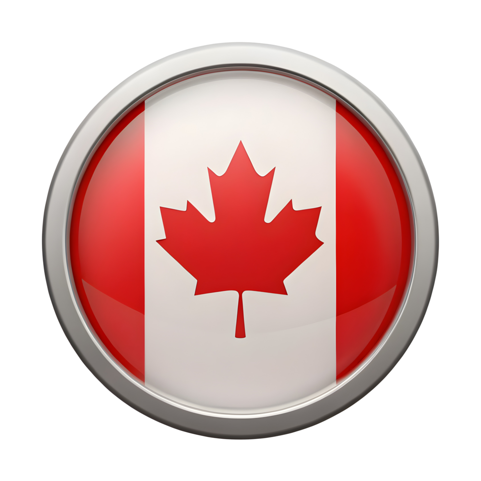 Realistic 3D Canada Flag Icon in a Circular Shape for Creative Designs and Branding png