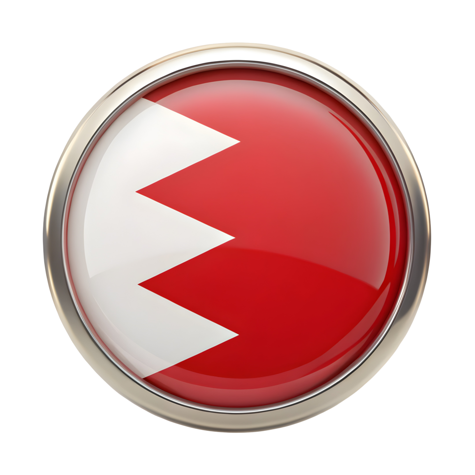 3D Bahrain Flag Icon Representing National Identity in Circle Shape for Graphic Design Projects png