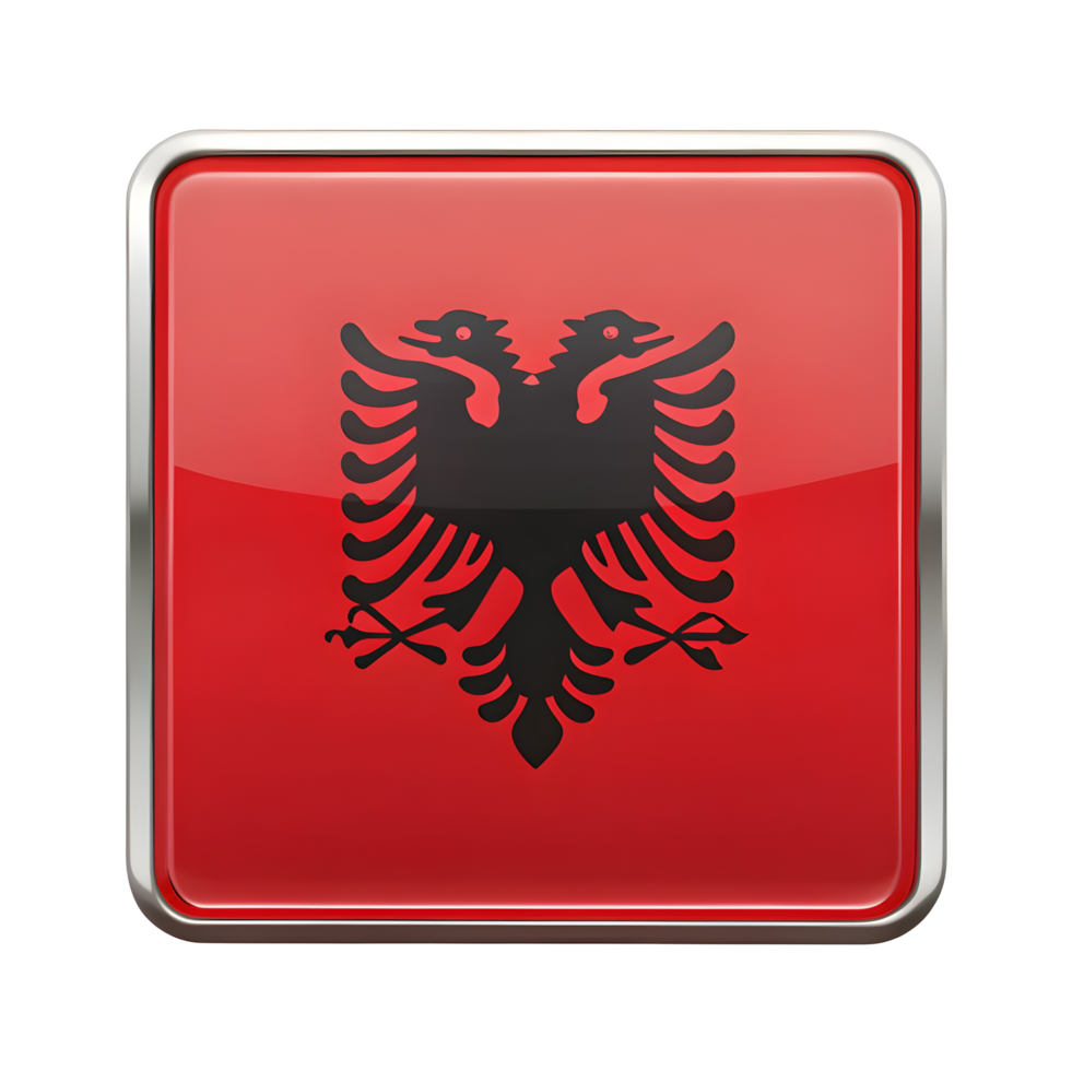 3D Rectangular Albania Flag Icon for Use in Graphic Design and Web Development png