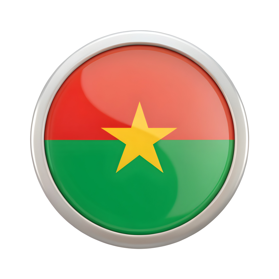 3D Circular Icon of the Burkina Faso Flag Perfect for Web and Design Projects png