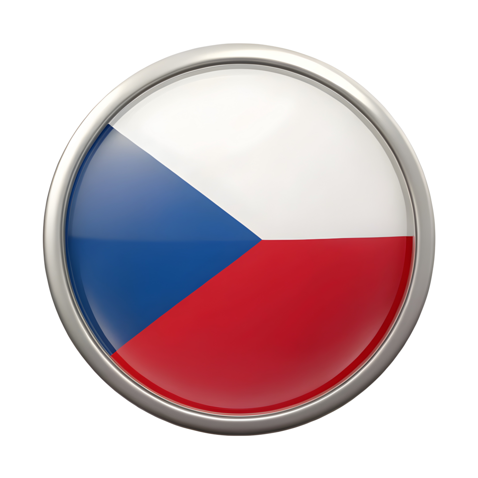High-Quality 3D Icon of the Czech Republic Flag in a Circular Shape for Creative Projects png