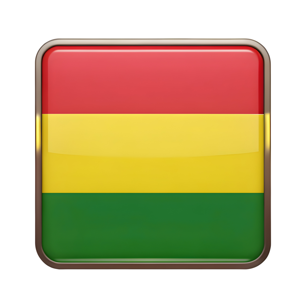 Vibrant 3D Bolivia Flag Icon in a Rectangle Shape Ideal for Various Design Projects png