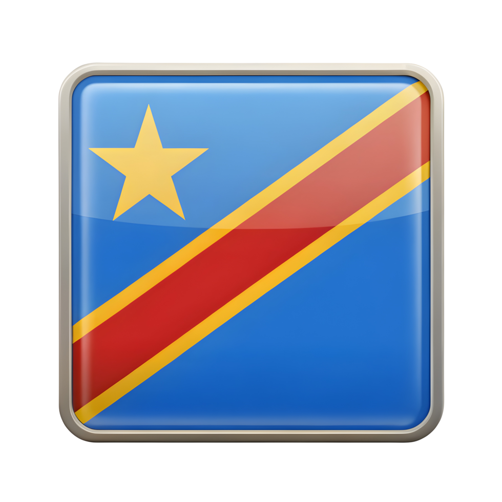 Eye-catching 3D Icon of the Congo Flag in a Rectangular Shape for Various Creative Uses png