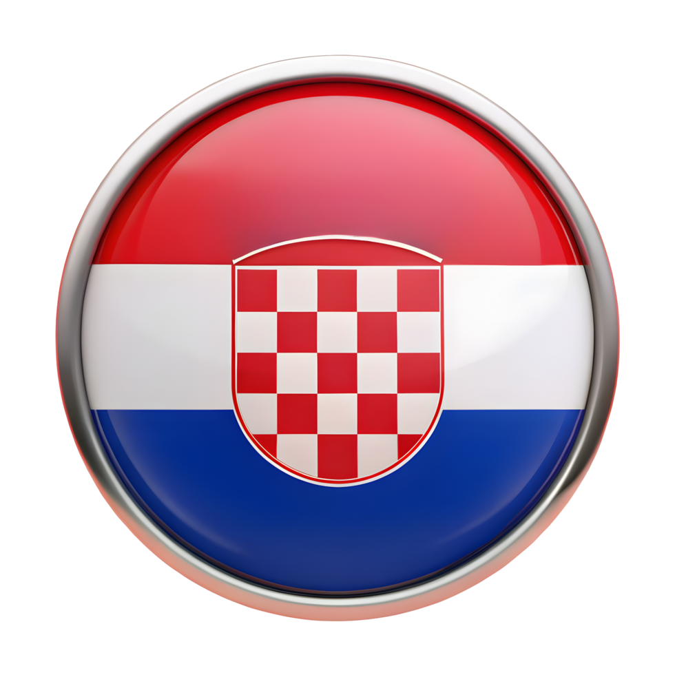 3D Image of Croatia Flag Icon in a Circle Shape for Graphic Design and Digital Projects png