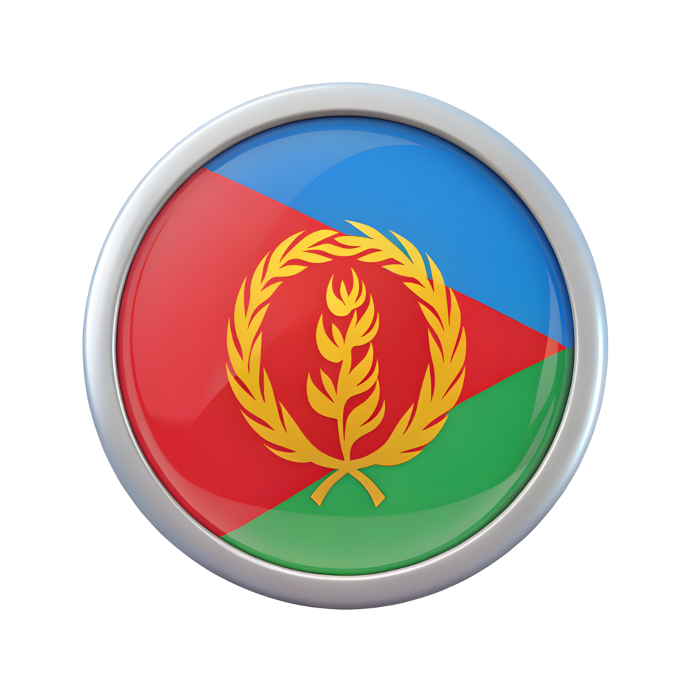 3D Eritrea Flag Icon in a Circle Shape for Creative Graphic Design Projects png