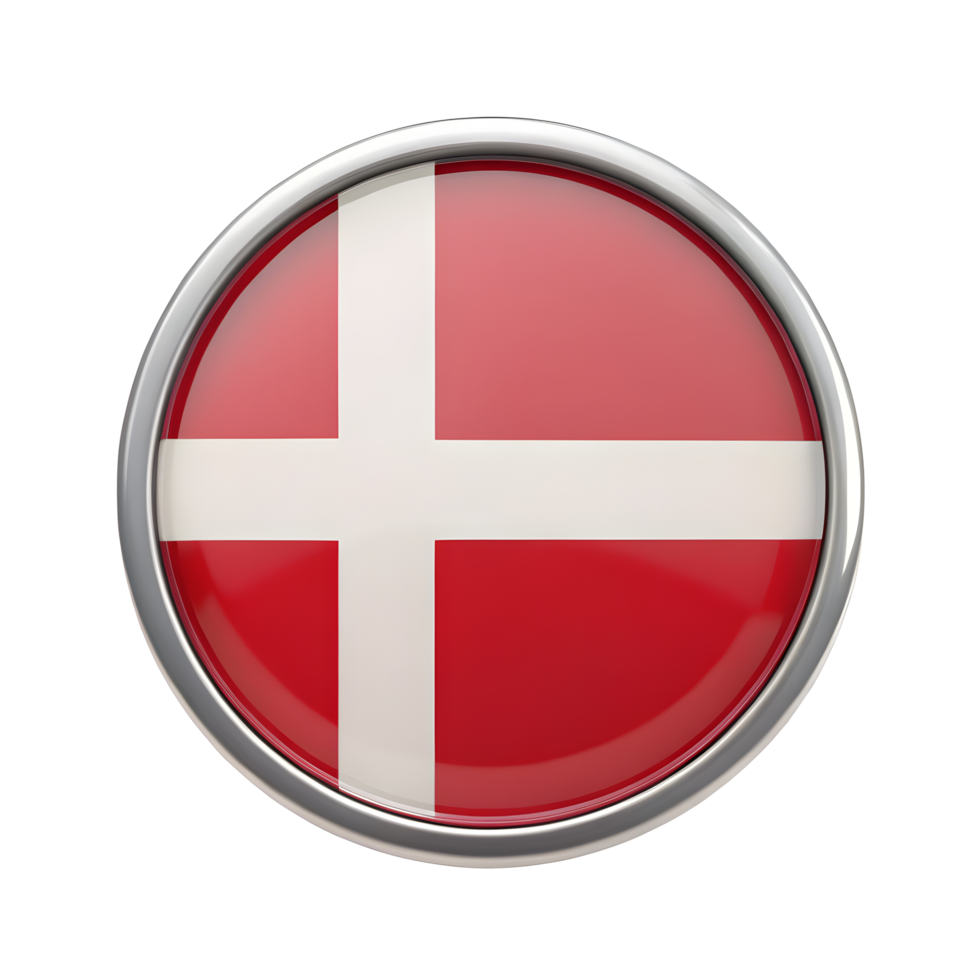 3D Denmark Flag Icon in Circle Shape for Easy Recognition and Usage png