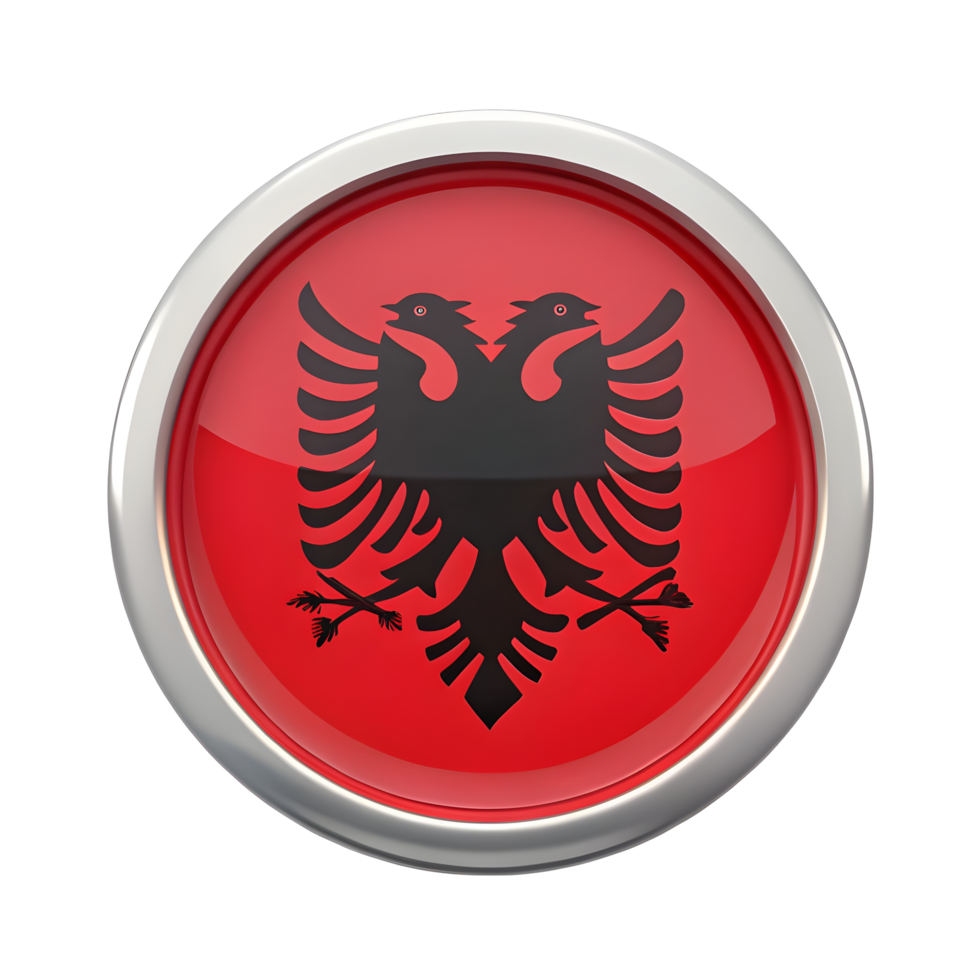 3D Circular Icon of the Albania Flag Suitable for Various Graphic Design Projects png