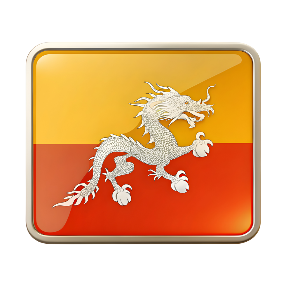 3D Bhutan Flag Icon in Circle Shape for Digital and Print Designs png