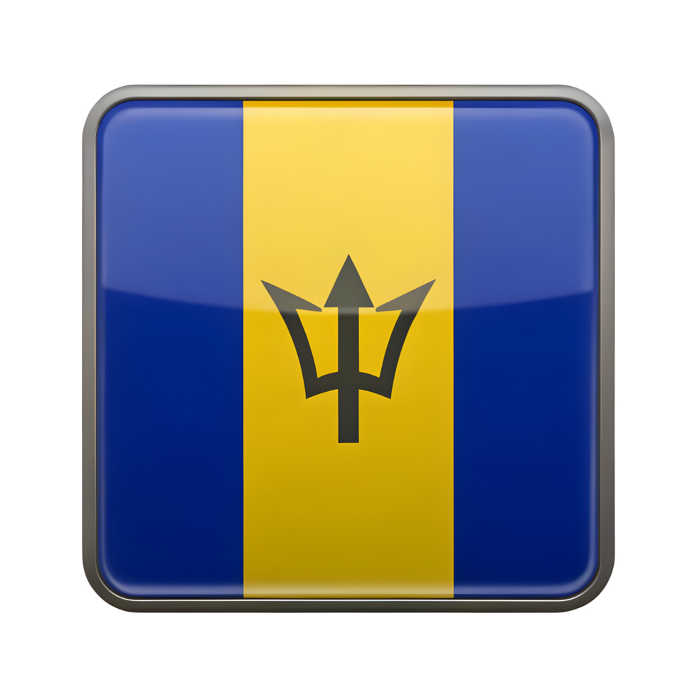 3D Barbados Flag Icon in Rectangle Shape for Creative Design Projects and National Representation png