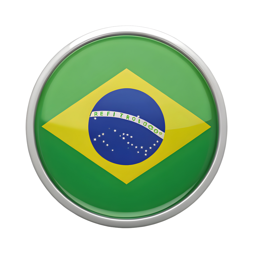 3D Brazil Flag Icon in Circle Shape for Creative Design Projects and National Celebrations png