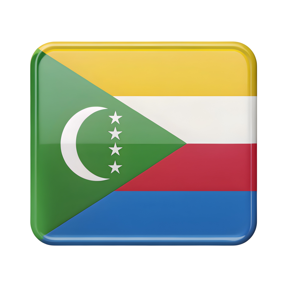 Detailed 3D Render of the Comoros Flag in a Rectangle Shape for Creative Projects png