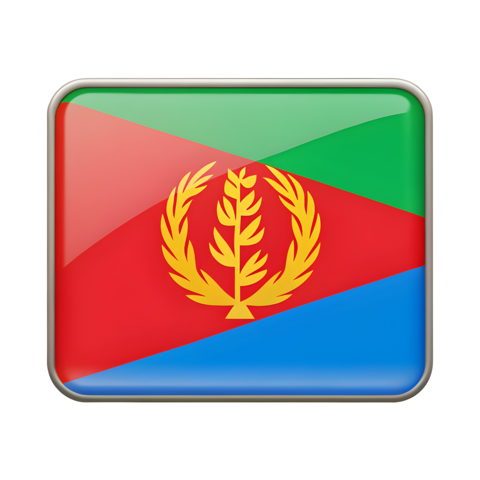High-Quality 3D Eritrea Flag Icon in a Rectangle Shape for Creative Design Projects png