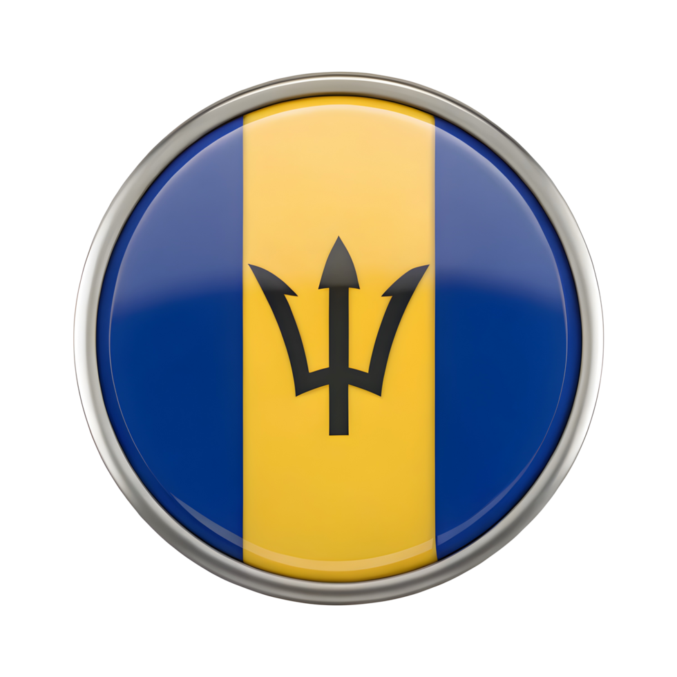3D Circular Icon of the Barbados Flag for Creative Design Projects and Illustrations png