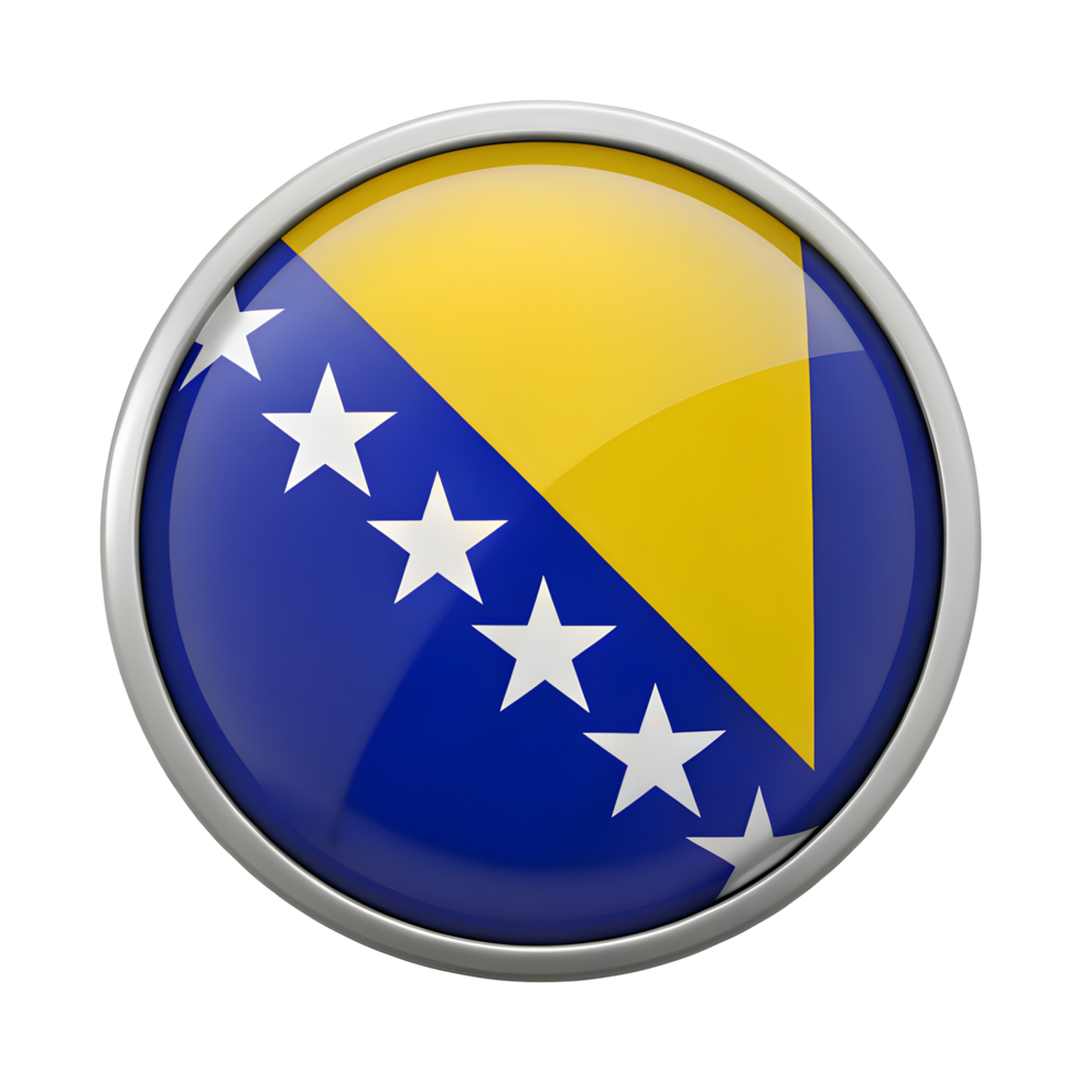 Stunning 3D Circular Icon Representation of the Bosnia Flag for Graphic Design Use png