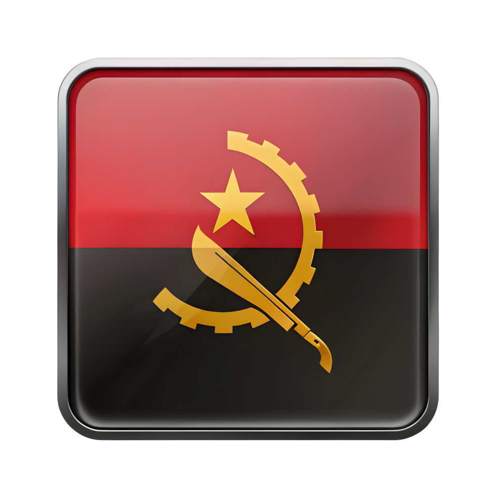 Detailed 3D Rectangle Shape Icon Representing the Flag of Angola for Design Projects png