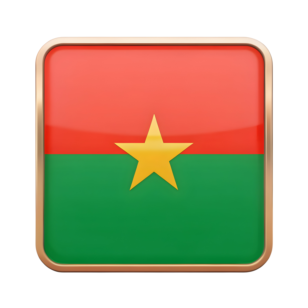 3D Burkina Faso Flag Icon with Rectangle Shape for Creative Design Projects png