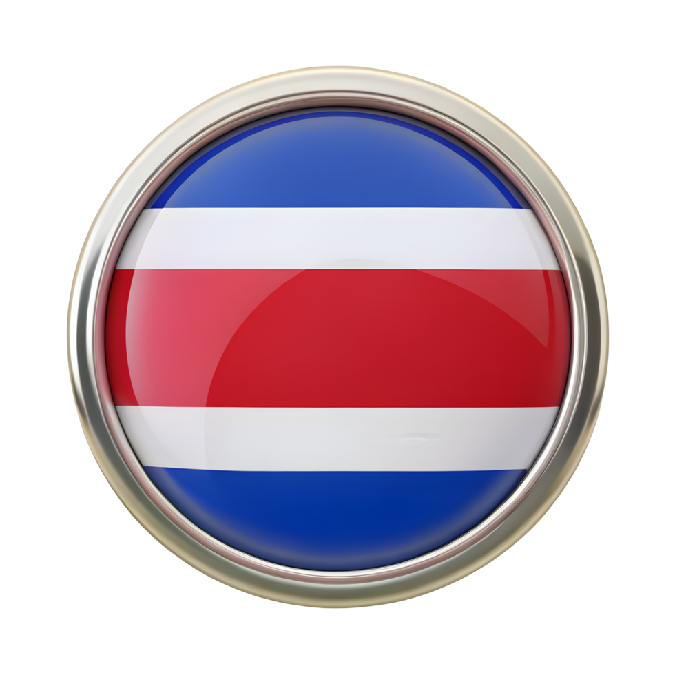 3D Costa Rica Flag Icon in a Circular Shape for Creative Applications and Designs png