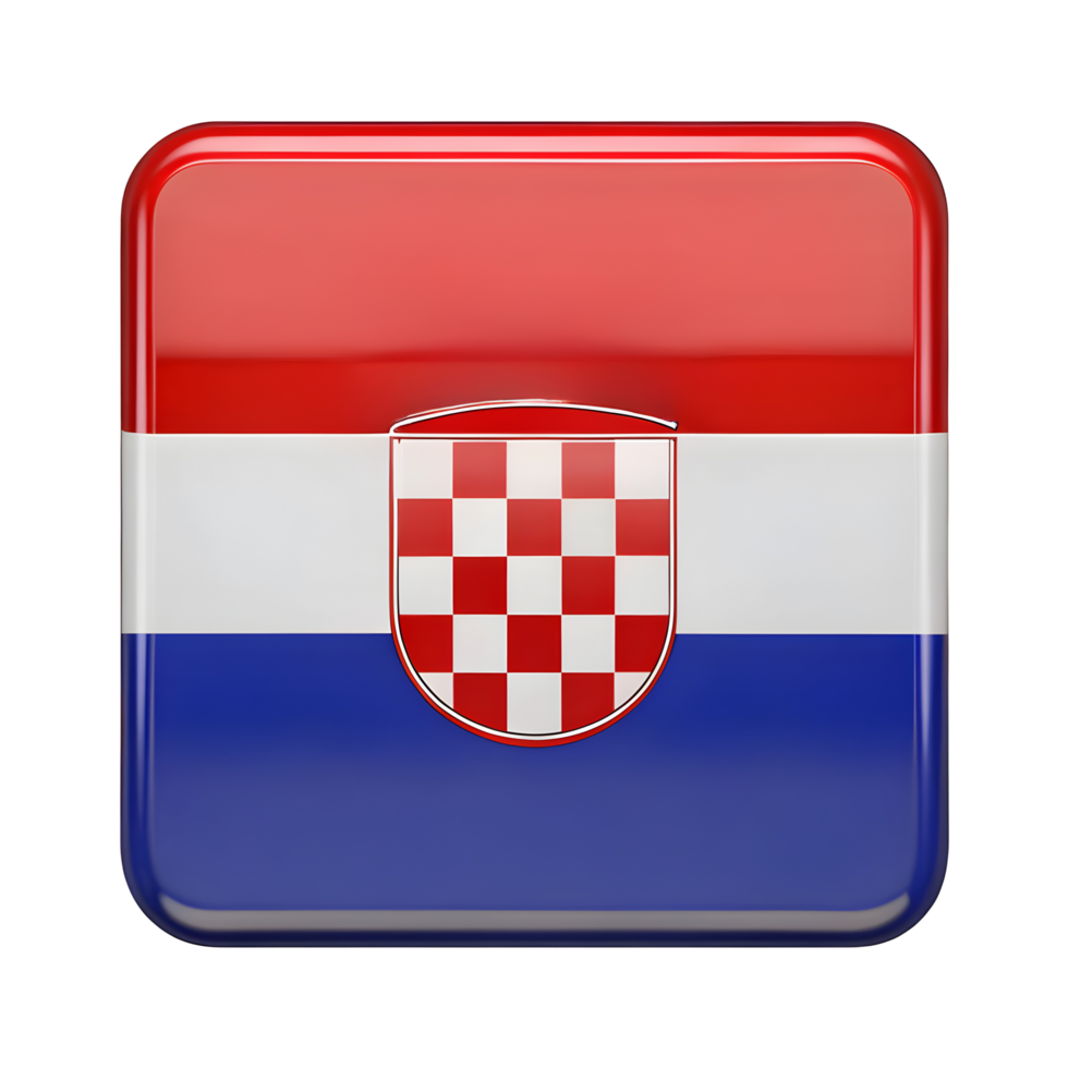 3D Croatia Flag Icon in Rectangular Shape Perfect for National Celebrations and Events png