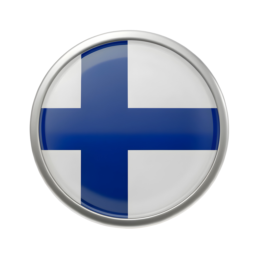 Stylish 3D Finland Flag Icon in a Circle Shape for Digital Designs and Graphics png