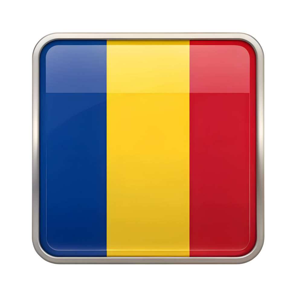 Highly Detailed 3D Chad Flag Icon Featuring an Elegant Rectangle Shape for Design Projects png